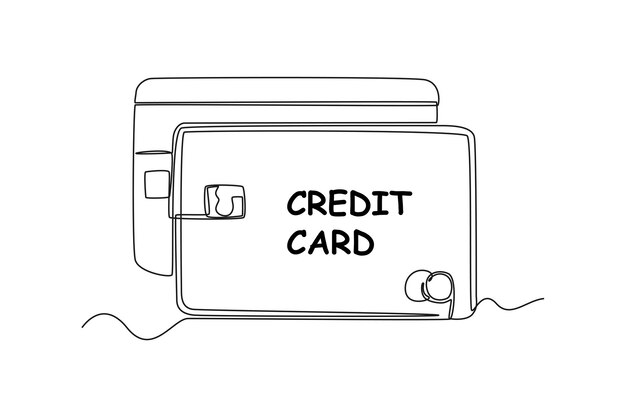 単一の 1 つの線画クレジット カード銀行の概念連続線画デザイン グラフィック ベクトル図