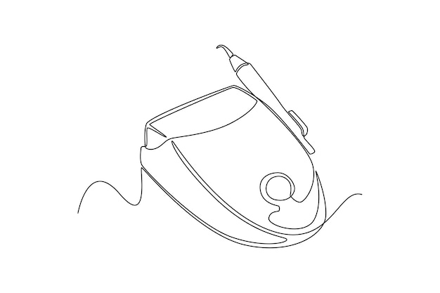 Single one line drawing Dentist tool Dental scaler Dental health concept Continuous line draw design graphic vector illustration