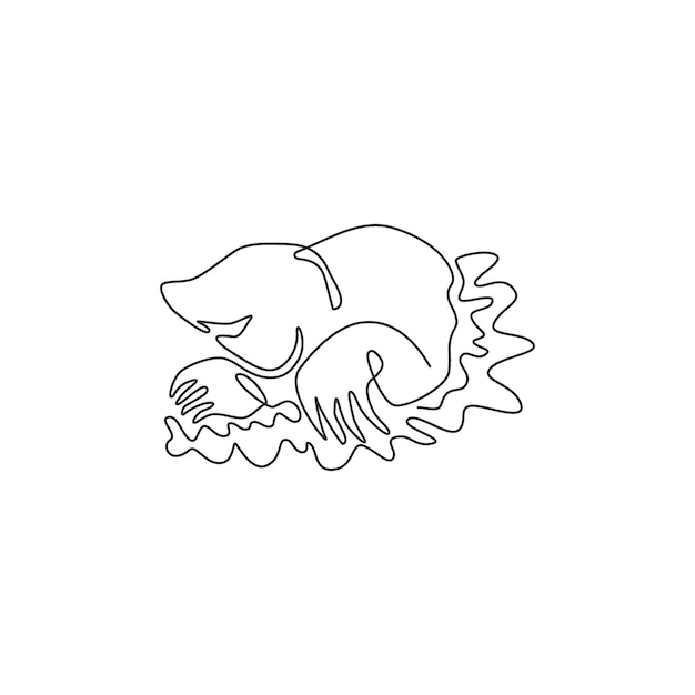 Vector single one line drawing of destructive lawn mole rat rodent mammal mascot for pest control icon