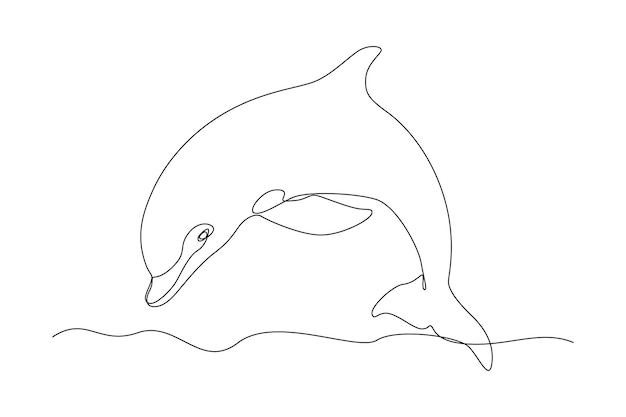 単一の線画魚と野生の海洋動物のコンセプト連続線描画デザイン グラフィック ベクトル図