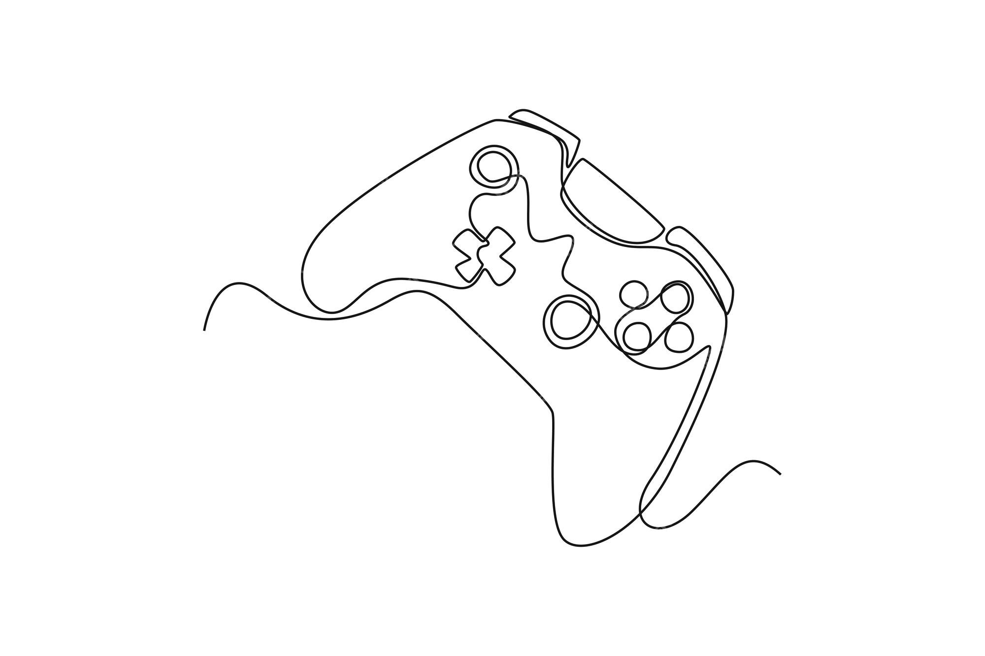 Single continuous line drawing smartphone connected with gamepad