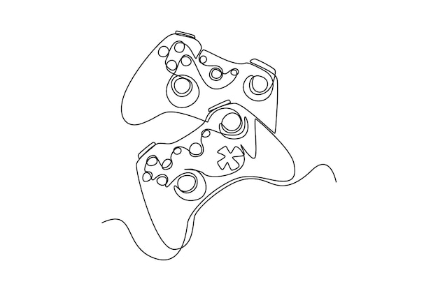 Vettore gamepad con disegno a una linea singola dalle console di gioco concetto di gioco esports illustrazione grafica vettoriale del disegno a linea continua