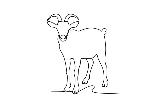 ヤギの 1 つの線画連続線描画デザイン グラフィック ベクトル イラスト