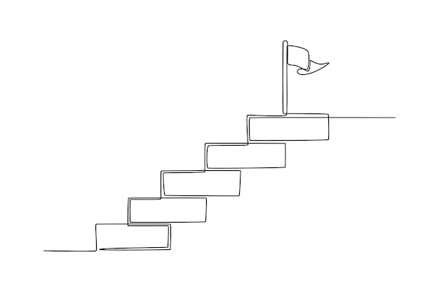 Рисунок одной линии Шаг роста к успеху Бизнес-концепция успеха Непрерывный рисунок линии графическая векторная иллюстрация