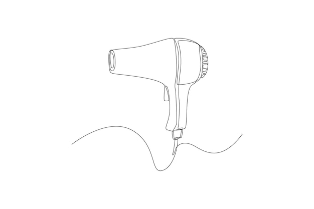 Single one line drawing hair dryer Electric Home Appliance Hotel activity concept Continuous line draw design graphic vector illustration