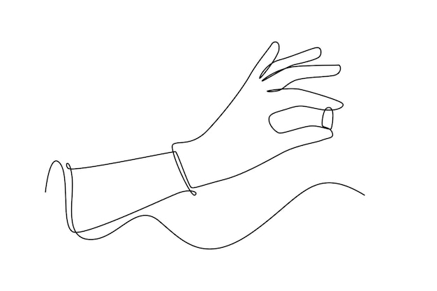 Vector single one line drawing hand holding supplements or vitamin physical therapy rehabilitation concept continuous line draw design vector