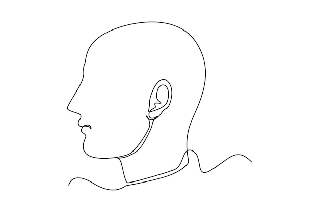 마이크 세계 라디오의 날 개념이 있는 단일 선 그리기 헤드폰 연속 선 그리기 디자인 그래픽 벡터 그림