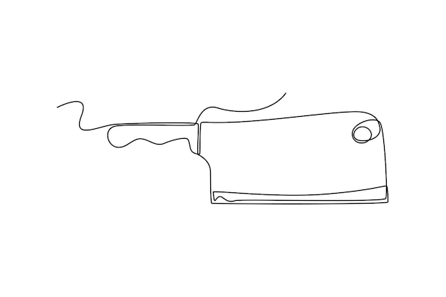 1 つの 1 つの線画肉切り包丁調理器具のコンセプト 連続線画デザイン グラフィック ベクトル図
