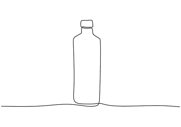 Vettore disegno a una linea singola di un paio di bottiglie di acqua minerale dal design minimalista isolate su sfondo bianco il concetto di stile di vita sano freschezza bevanda estiva bottiglia di plastica per acqua vettoriale