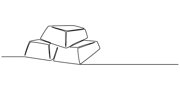 Single one line drawing pile of gold bars Bank concept Continuous line draw design graphic vector