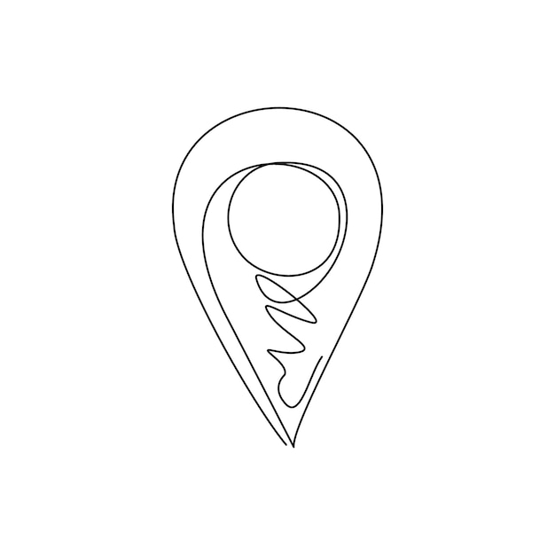 Single one line drawing Pin of map Icon of drop pin Geo point for position and navigation vector