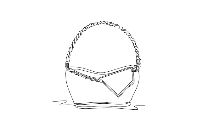 Single one line drawing Shopping bags and baskets concept Continuous line draw design graphic vector illustration