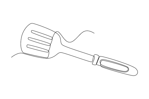 Single one line drawing spatula Cooking utensil concept Continuous line draw design graphic vector illustration