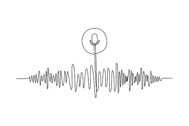 Vettore disegno singolo a una linea concetto di dispositivo di riconoscimento vocale voiceover illustrazione grafica vettoriale del disegno a linea continua