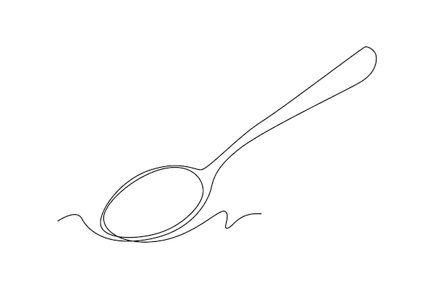 Vector single one line drawing spoon tableware concept continuous line draw design graphic vector illustration