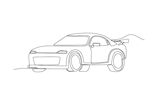 Single one line drawing sport car vehicle concept Continuous line draw design graphic vector illustration