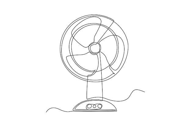 Single one line drawing standing electric fan Electricity home appliance concept Continuous line draw design graphic vector illustration