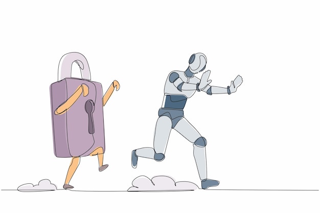 オフィスのセキュリティベクトルを恐れて パンドロックに追われている ストレスロボット