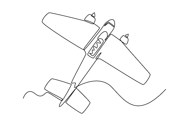 単一の 1 つの線画スタント飛行機航空輸送の概念連続線画デザイン グラフィック ベクトル図