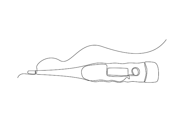 単一の 1 つの線画体温計医療機器の概念連続線画デザイン グラフィック ベクトル図