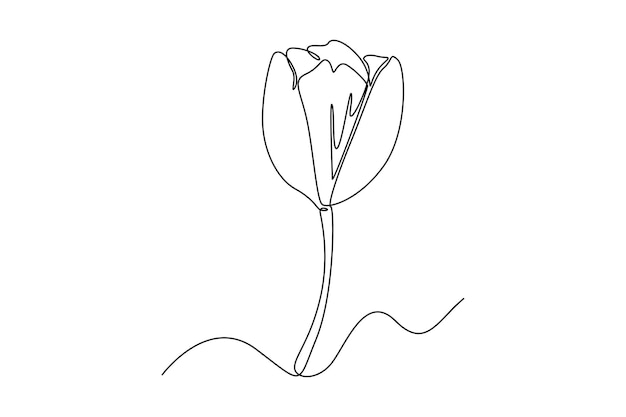 Single one line drawing tulip flower beautiful flower concept continuous line draw design graphic vector illustration