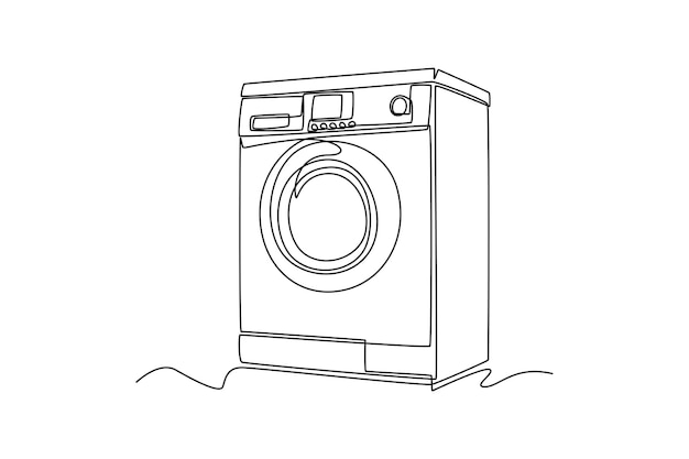 Single one line drawing washing machine Home appliances concept Continuous line draw design graphic vector illustration