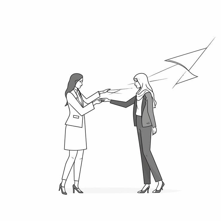 Vector single one line drawing young arab business woman