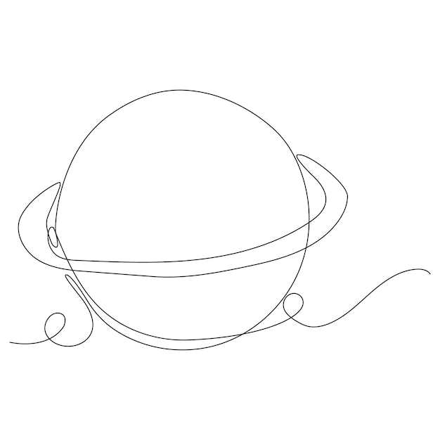 Single one line illustration of planet Continuous line vector drawing