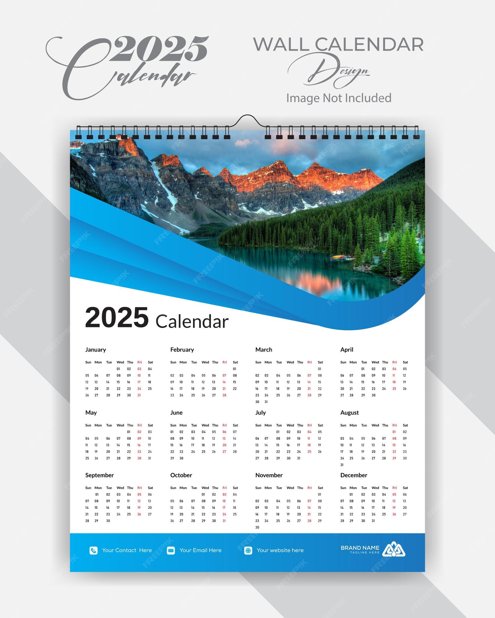 Premium Vector Single page calendar design 2025 wall calendar design