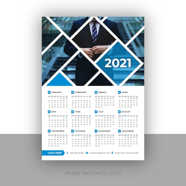 Vector single page stylish wall calendar design template for corporate business agency