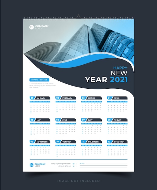 Vector single page wall calendar template. week starts on monday