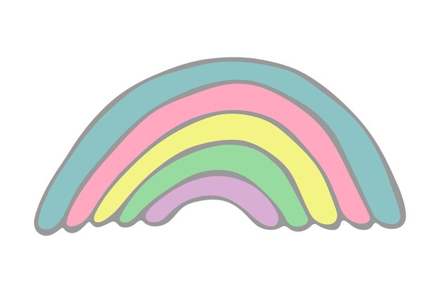 Vettore illustrazione del doodle arcobaleno singolo clipart disegnato a mano per il design della carta