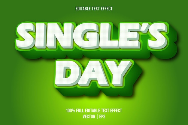 Single's day bewerkbare teksteffect retro-stijl groene en witte kleur