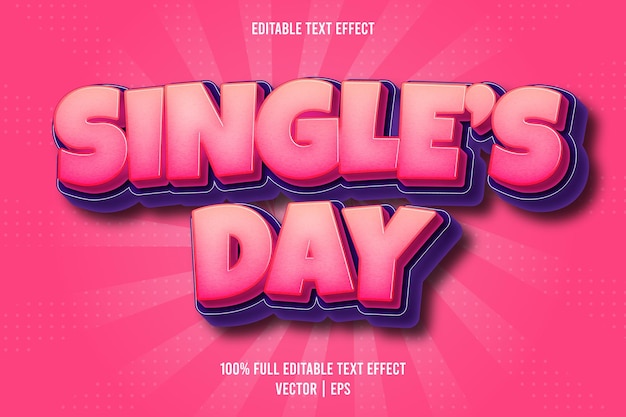 Редактируемый текстовый эффект в стиле комиксов single's day