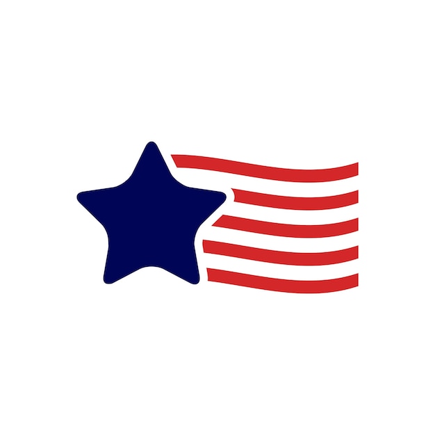 Единственная звезда с американским флагом, плоский логотип, символ, иконка векторного графического дизайна, идея иллюстрации