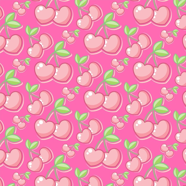 a single sticker background two cherries heart shape cute pastel colour vector style pattern