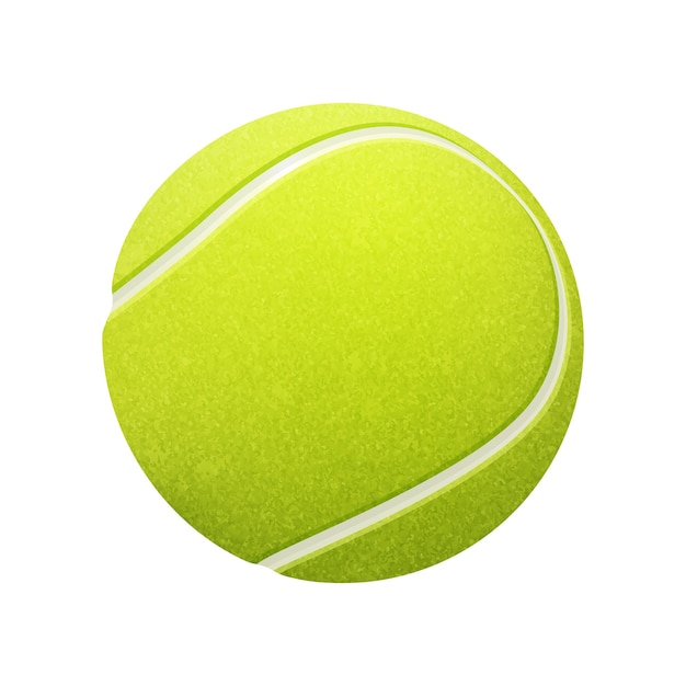 Singola pallina da tennis su sfondo bianco.