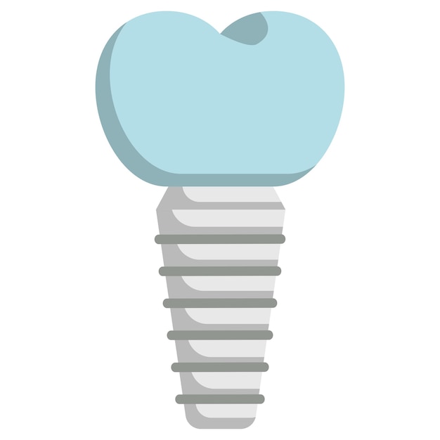 Single titanium screwed teeth concept root form dental implant vector icon design Dentistry symbol