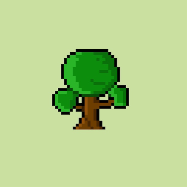 a single tree with pixel art style