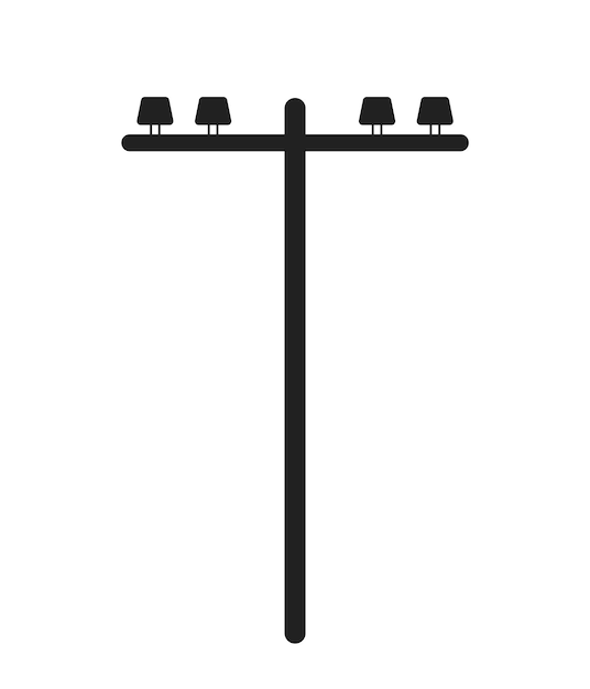 Single utility pole monochrome flat vector object providing electrical power editable black and white thin line icon simple cartoon clip art spot illustration for web graphic design