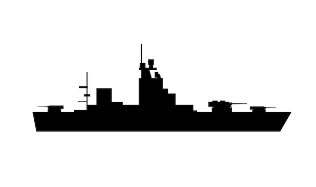 Single van silhouetten van oorlogsschepen voor ontwerp en
