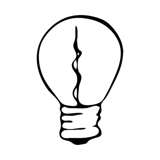 Single vector light bulb isolated on a white background doodle line art