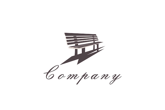 Vector single wooden bench silhouette in park for story memories illustration logo design