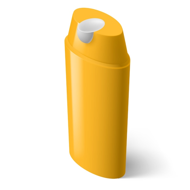 白のシャンプーの単一の黄色の等尺性ボトル