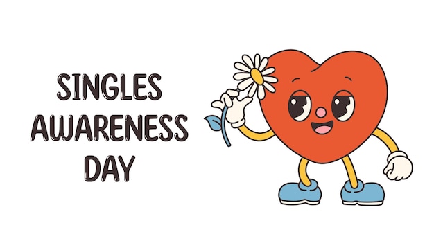 Singles Awareness Day 벡터, 손으로 그린 고립된 티셔츠, 포스터를 위한 재미있는 발렌타인 타이포그래피