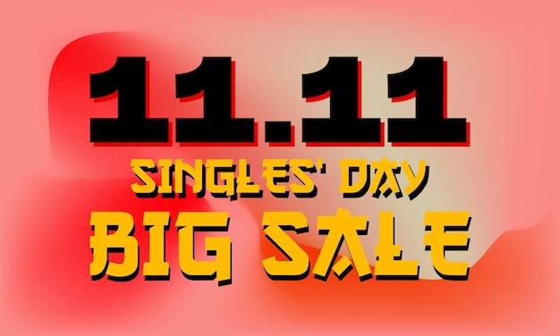 Singles' day 11.11 giornata dello shopping cinese 11 novembre con banner a rete sfumata rossa