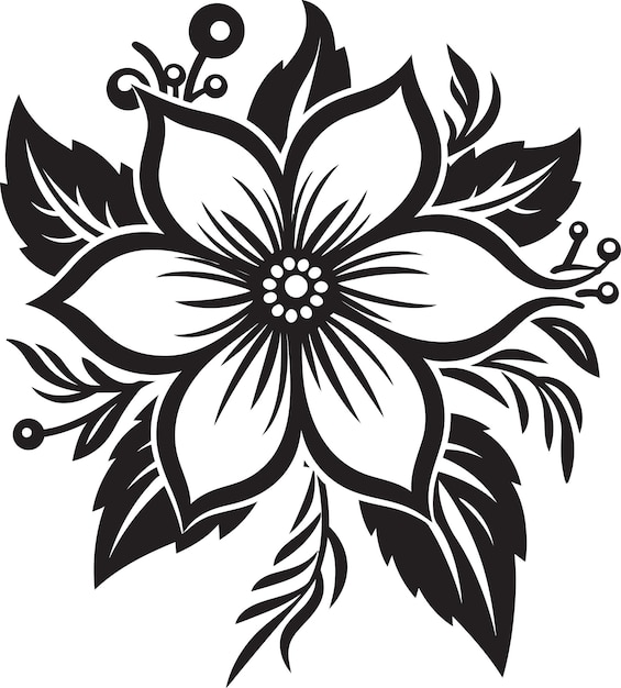 Vector singular blossom element black icon detail artistic flower vector vector monotone detail