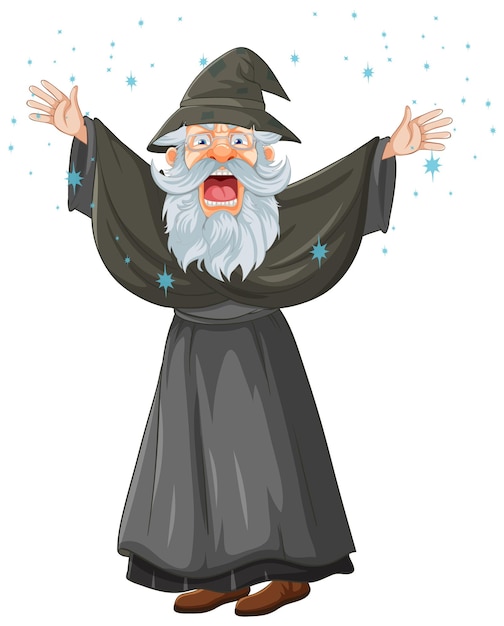Vector sinister wizard in magical robes