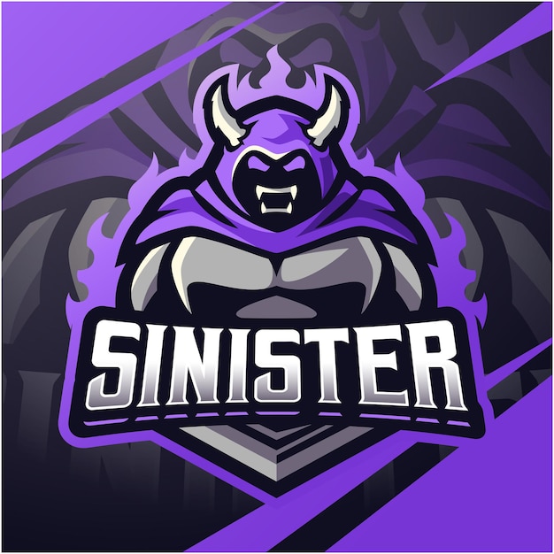 Sinistere esport mascotte logo ontwerp