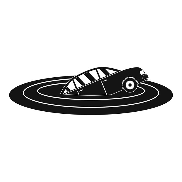 Sinking car icon Simple illustration of sinking car vector icon for web